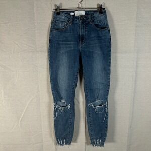One Teaspoon High Waist Freebird II Distressed Skinny Jeans Blue Size 25